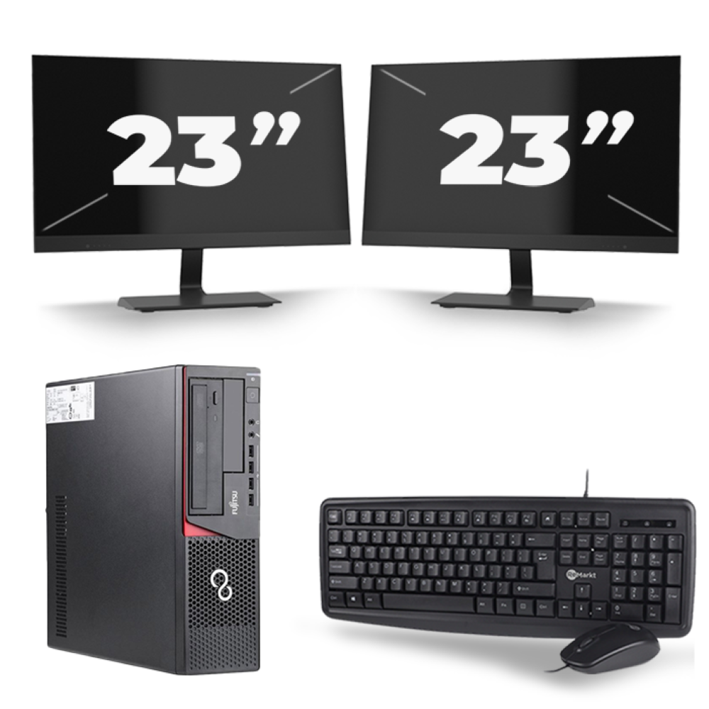 Fujitsu Esprimo E720 SFF - Intel Core i7-4e Generatie - 16GB RAM - 256GB SSD - Windows 10 + 2x 23 inch Monitor