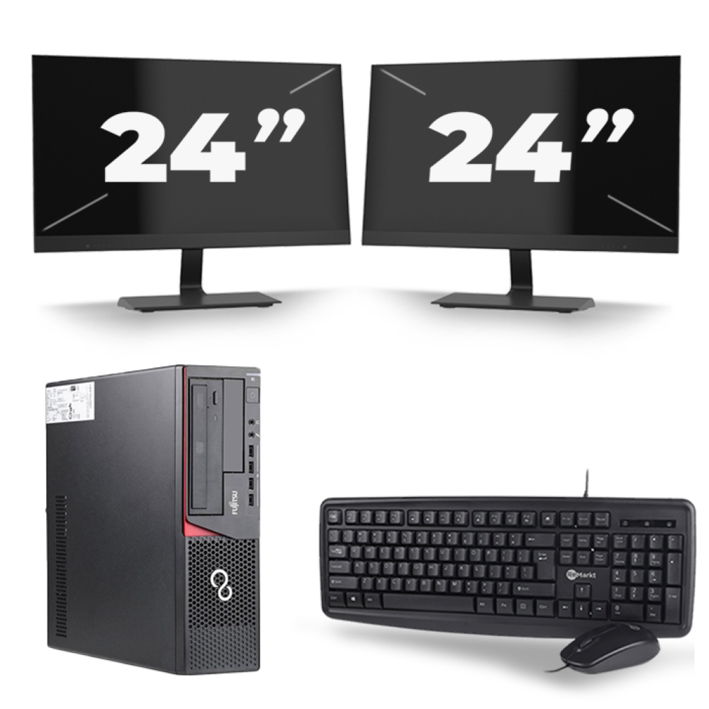 Fujitsu Esprimo E720 SFF - Intel Core i7-4e Generatie - 16GB RAM - 256GB SSD - Windows 10 + 2x 24 inch Monitor
