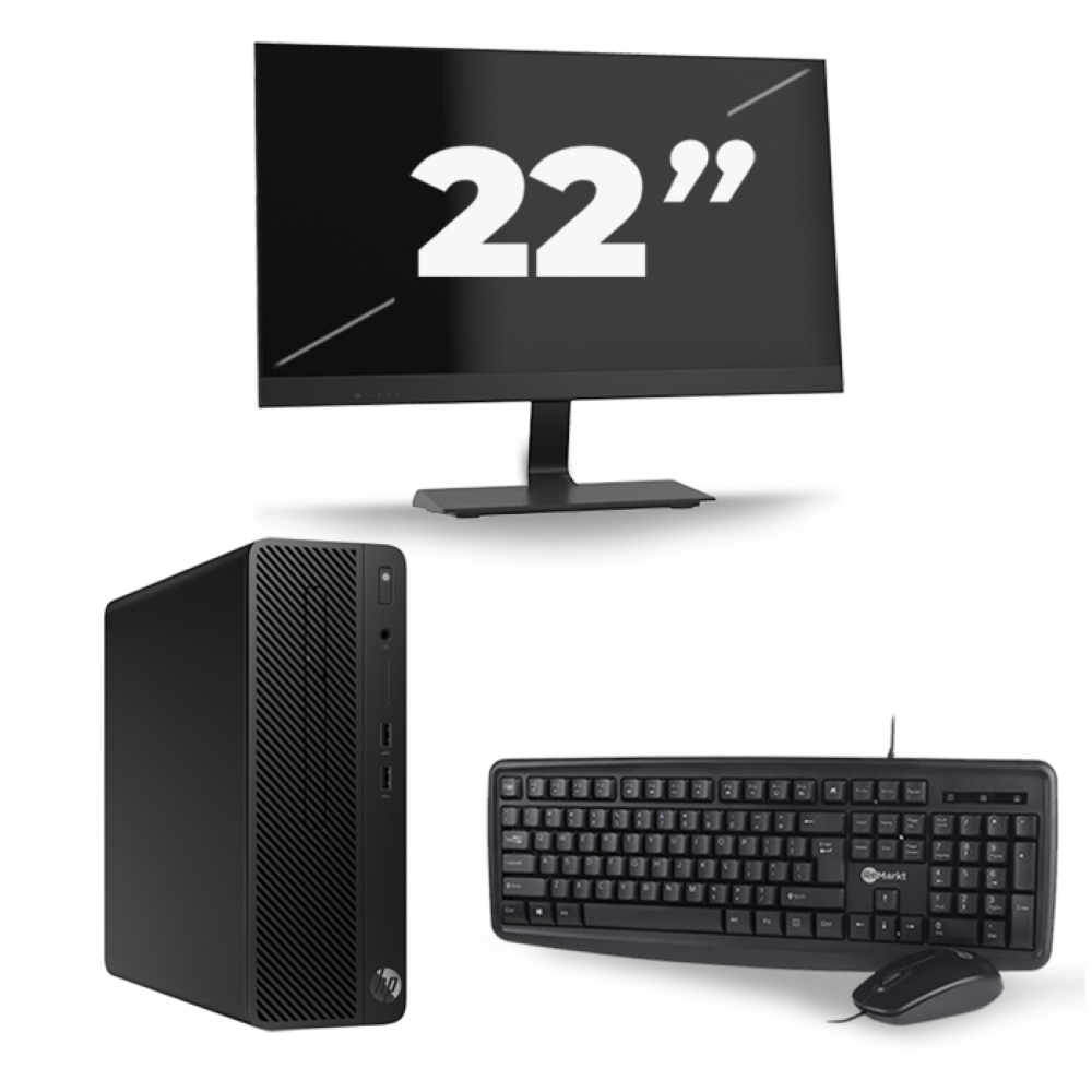 HP 290 G1 SFF - Intel Core i5-8e Generatie - 16GB RAM - 256GB SSD - Windows 11 + 1x 22 inch Monitor