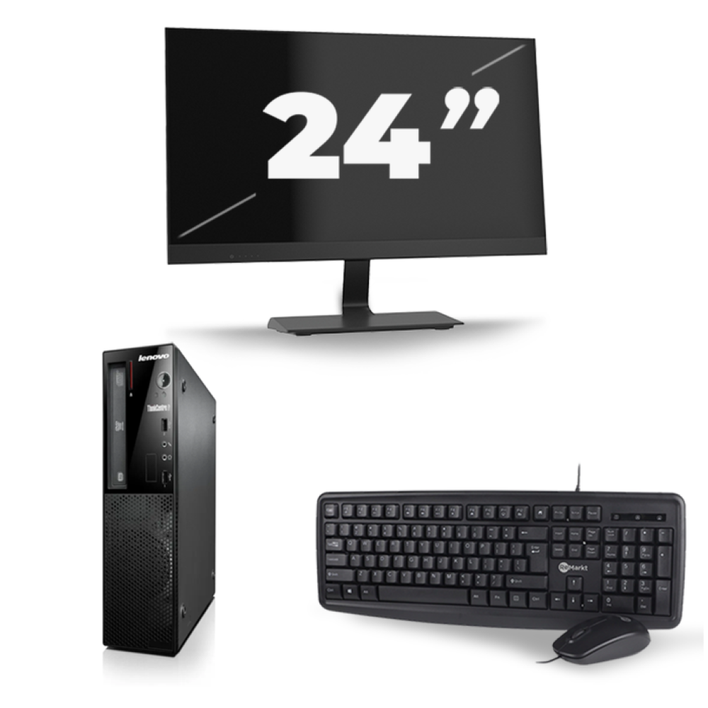 Lenovo ThinkCentre E73 SFF - Intel Core i5-4e Generatie - 8GB RAM - 256GB SSD - Windows 10 + 1x 24 inch Monitor