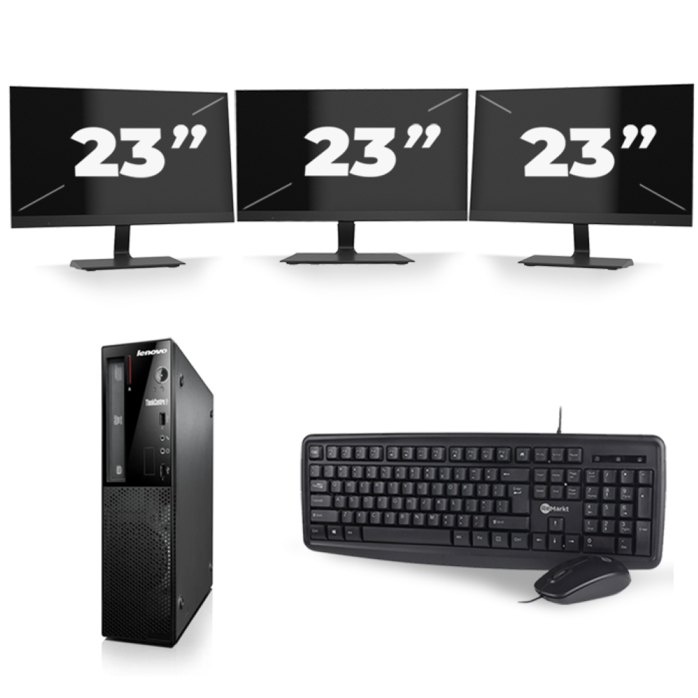 Lenovo ThinkCentre Edge 72 SFF - Intel Core i3-3e Generatie - 8GB RAM - 256GB SSD - Windows 10 + 3x 23 inch Monitor