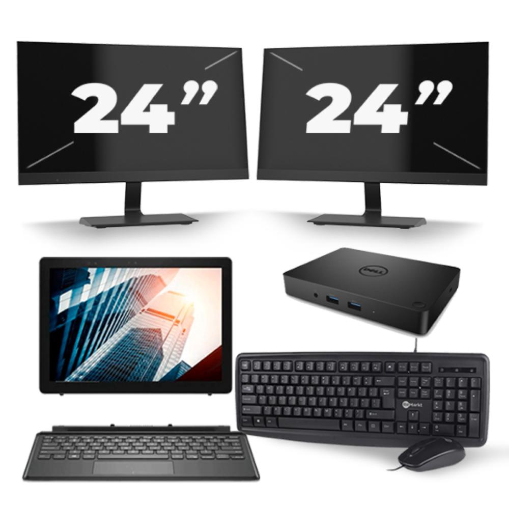 Dell Latitude 5285 - Intel Core i5-7e Generatie - 12 inch - 8GB RAM - 256GB SSD - Windows 11 + 2x 24 inch Monitor