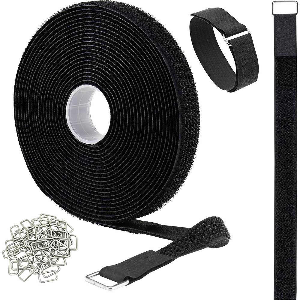 Quadrios 25CA576 Klittenband Om te bundelen Haak- en lusdeel (l x b) 10 m x 20 mm Zwart 10 m