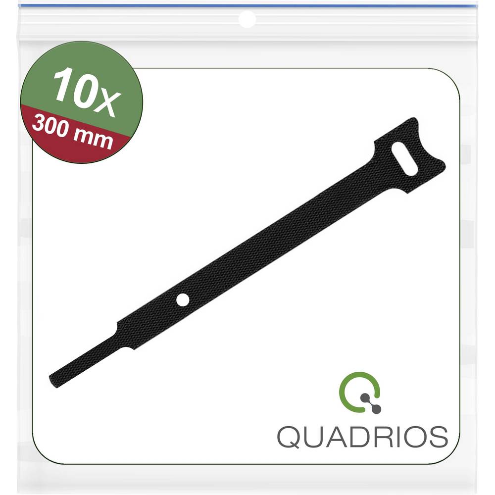 Quadrios 25CA564 Klittenband kabelbinder Om te bundelen Haak- en lusdeel (l x b) 300 mm x 12 mm Zwart 10 stuk(s)