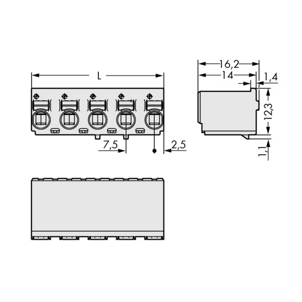 WAGO 2092-3125 Male behuizing (board) 2092 Totaal aantal polen: 5 Rastermaat: 7.50 mm Inhoud: 100 stuk(s)