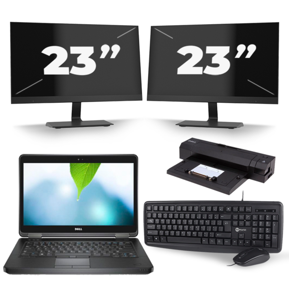 Dell Latitude E5440 - Intel Core i5-4e Generatie - 14 inch - 8GB RAM - 256GB SSD - Windows 11 + 2x 23 inch Monitor