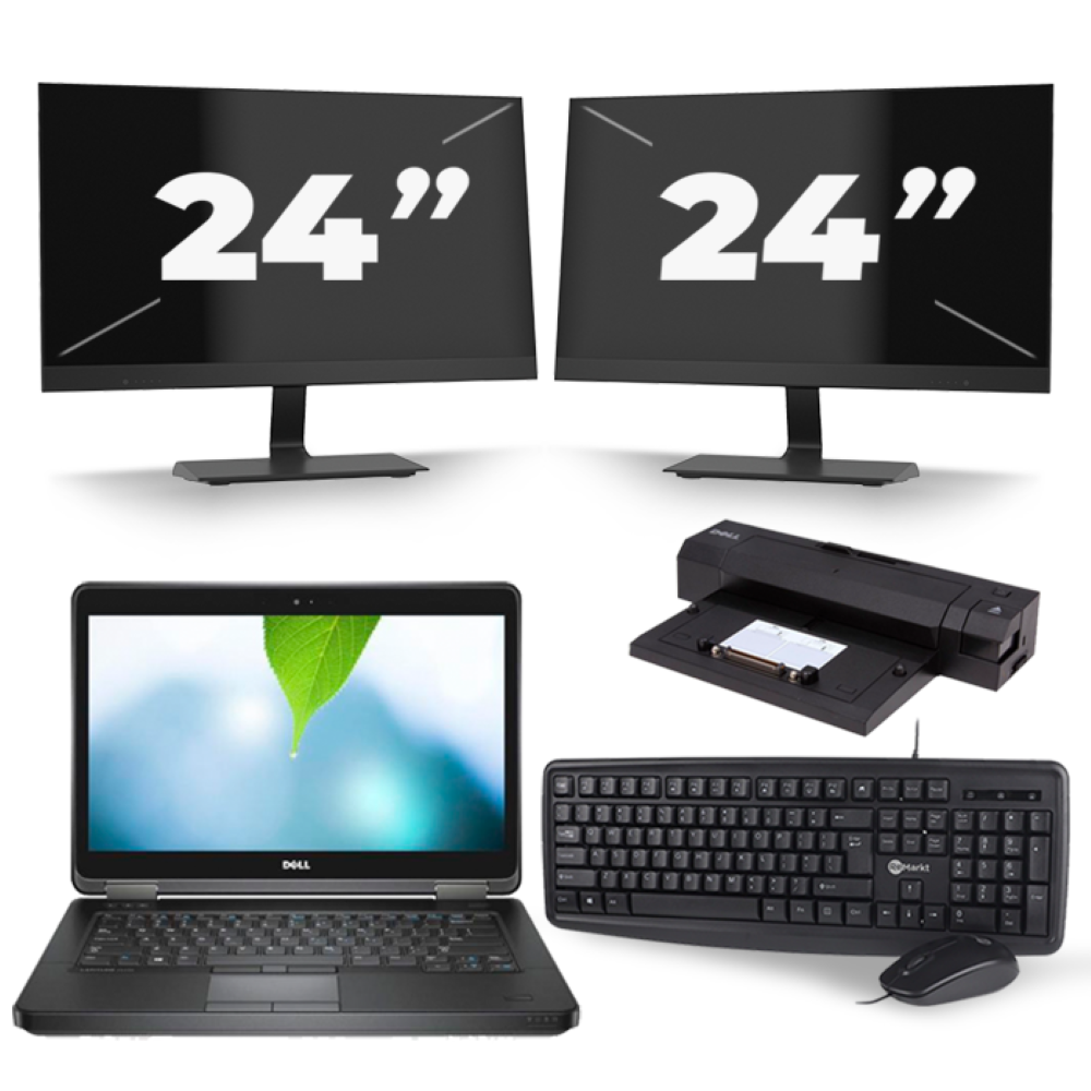Dell Latitude E5440 - Intel Core i5-4e Generatie - 14 inch - 8GB RAM - 256GB SSD - Windows 11 + 2x 24 inch Monitor