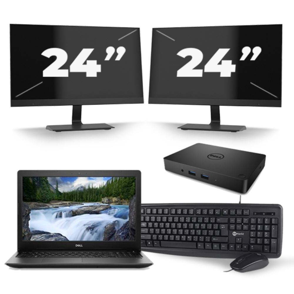 Dell Latitude 3590 - Intel Core i5-7e Generatie - 15 inch - 8GB RAM - 256GB SSD - Windows 11 + 2x 24 inch Monitor