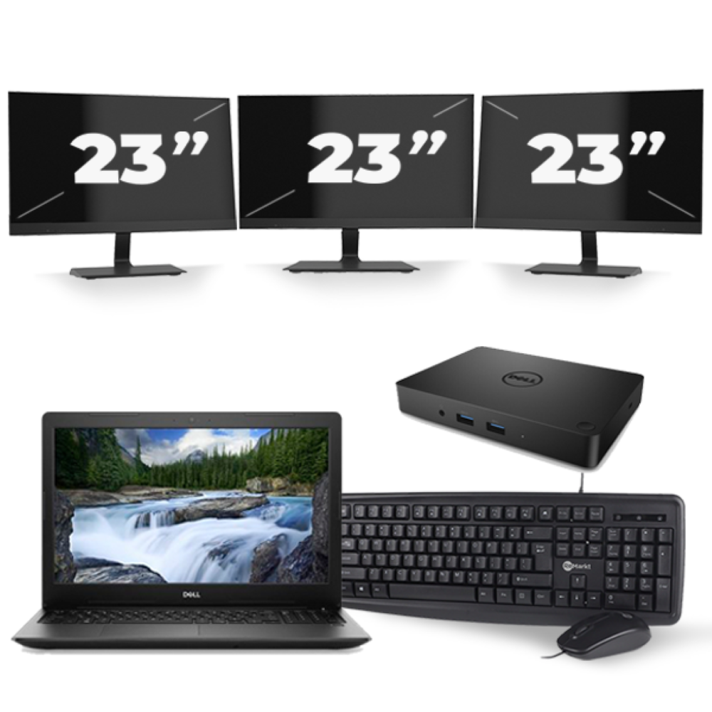 Dell Latitude 3590 - Intel Core i5-7e Generatie - 15 inch - 8GB RAM - 256GB SSD - Windows 11 + 3x 23 inch Monitor