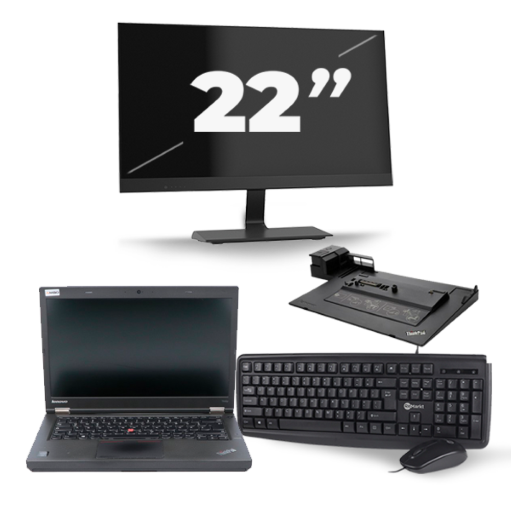 Lenovo ThinkPad T440p - Intel Core i5-4e Generatie - 14 inch - 8GB RAM - 256GB SSD - Windows 11 + 1x 22 inch Monitor
