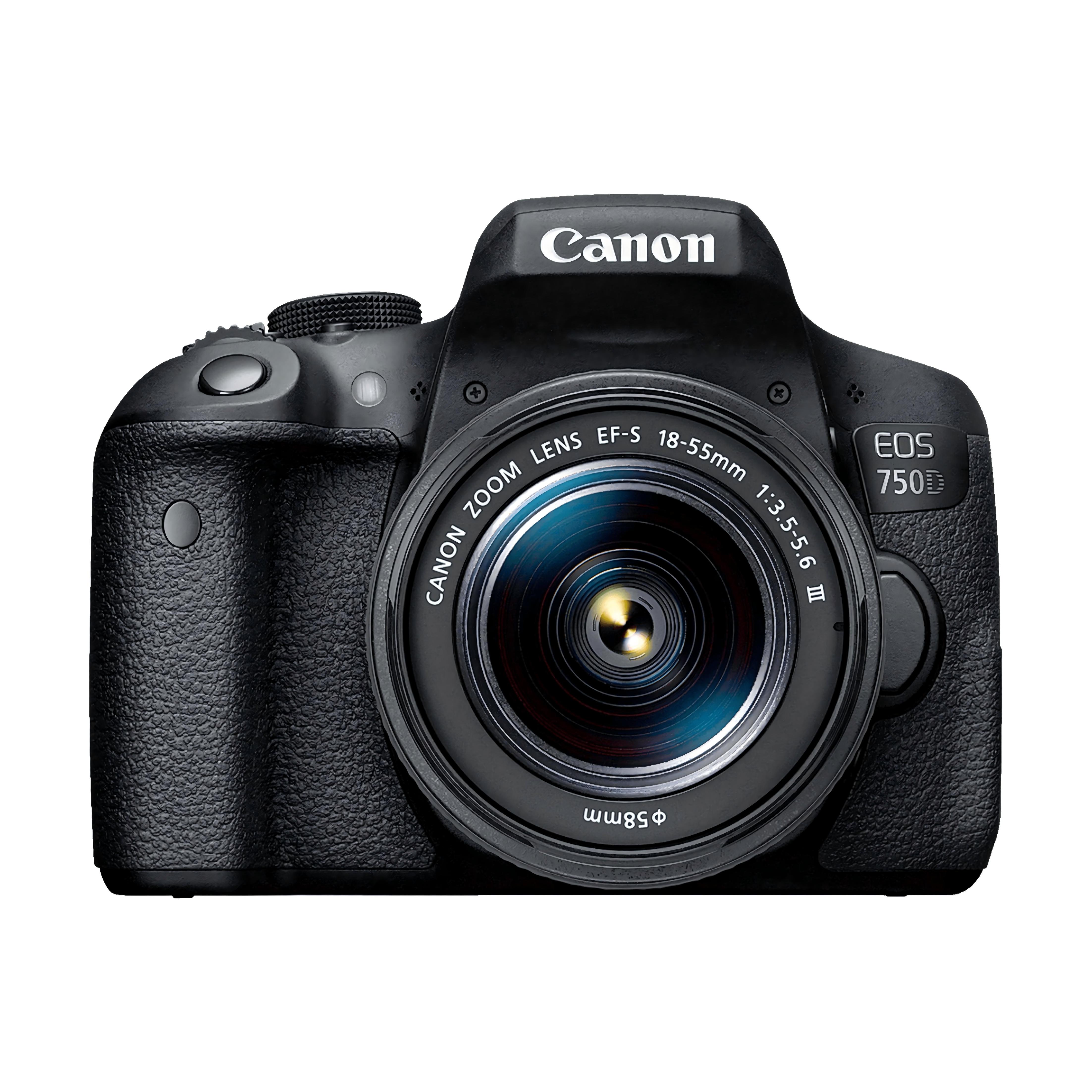 Canon EOS 750D DSLR-camera + EF-S 18-55mm f/3.5-5.6 III zoomlens zwart