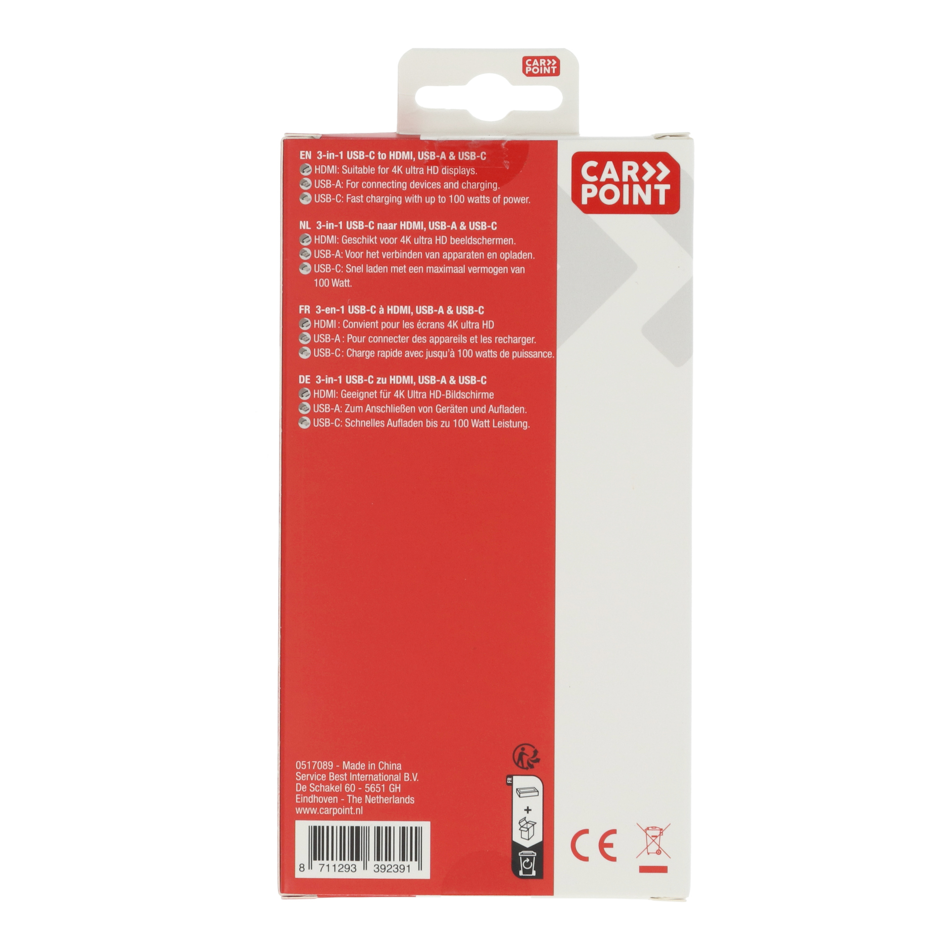 Carpoint 3 in 1 Adapter USB-C > HDMI / USB-A / USB-C