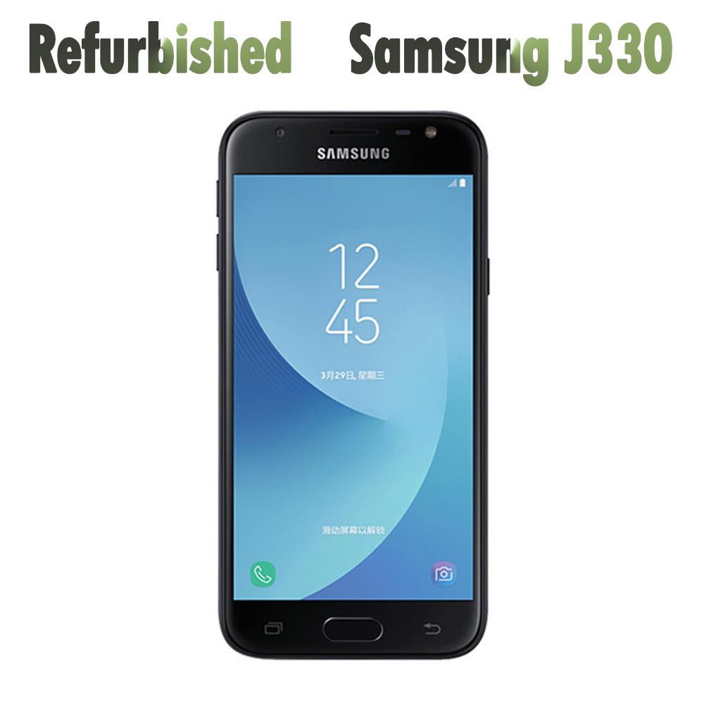 Samsung 95% nieuw Gereviseerd  Origineel  Galaxy J3 (2017) J330F 4G 13MP 2GB RAM 16GB ROM Mobiele Telefoon simple set zwart