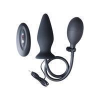 Inflatable Vibrating Silicone Plug - Black