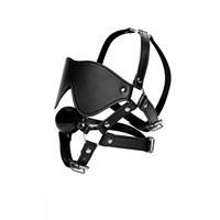 Strict Eye Mask Harness with Ball Gag: Kopfgeschirr mit Knebel, schwarz