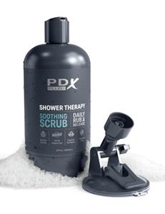 PDX Plus Masturbator „Shower Therapy Soothing Scrub“ inklusive abnehmbarem Saugfuß