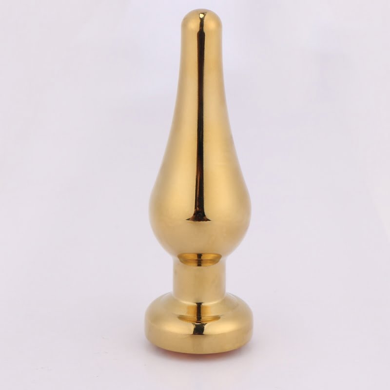 Erotic Treasure Gouden puntige butt plug met steen - Maat S