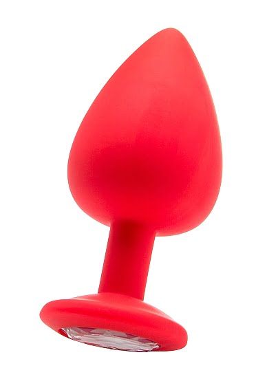 Ouch! Siliconen butt plug Rood met diamant - Extra Large