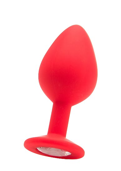 Ouch! Siliconen butt plug Rood Large met diamant