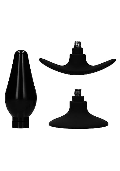 Ouch! Interchangeable Butt Plug Set - Pointed Large - Zwart