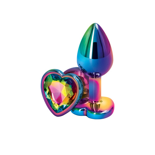 NS Novelties  Rear Assets Multicolor Aluminium Heart Buttplug S