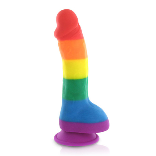 OEM Pride Dildo - Silicone Rainbow Pride Dildo Met Ballen