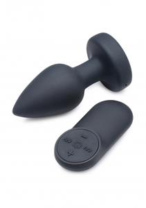 Silicone Vibrating LED Plug - Large - Black