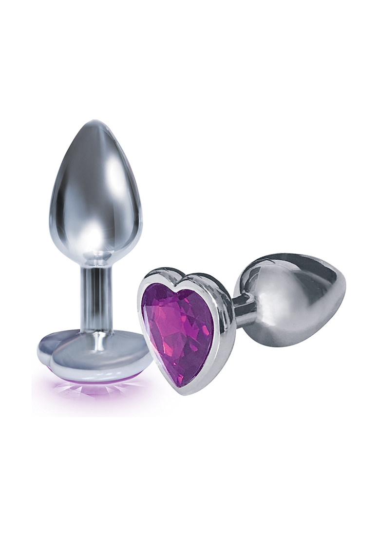 Bejeweled Heart Stainless Steel Plug - Violet