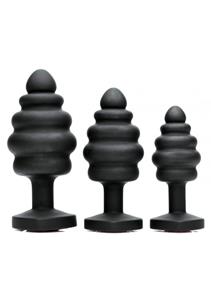 Heart Silicone Butt Plug Set- Black