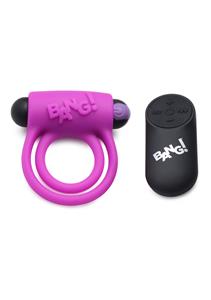 Silicone Cock Ring & Bullet with Remote Control - Purple