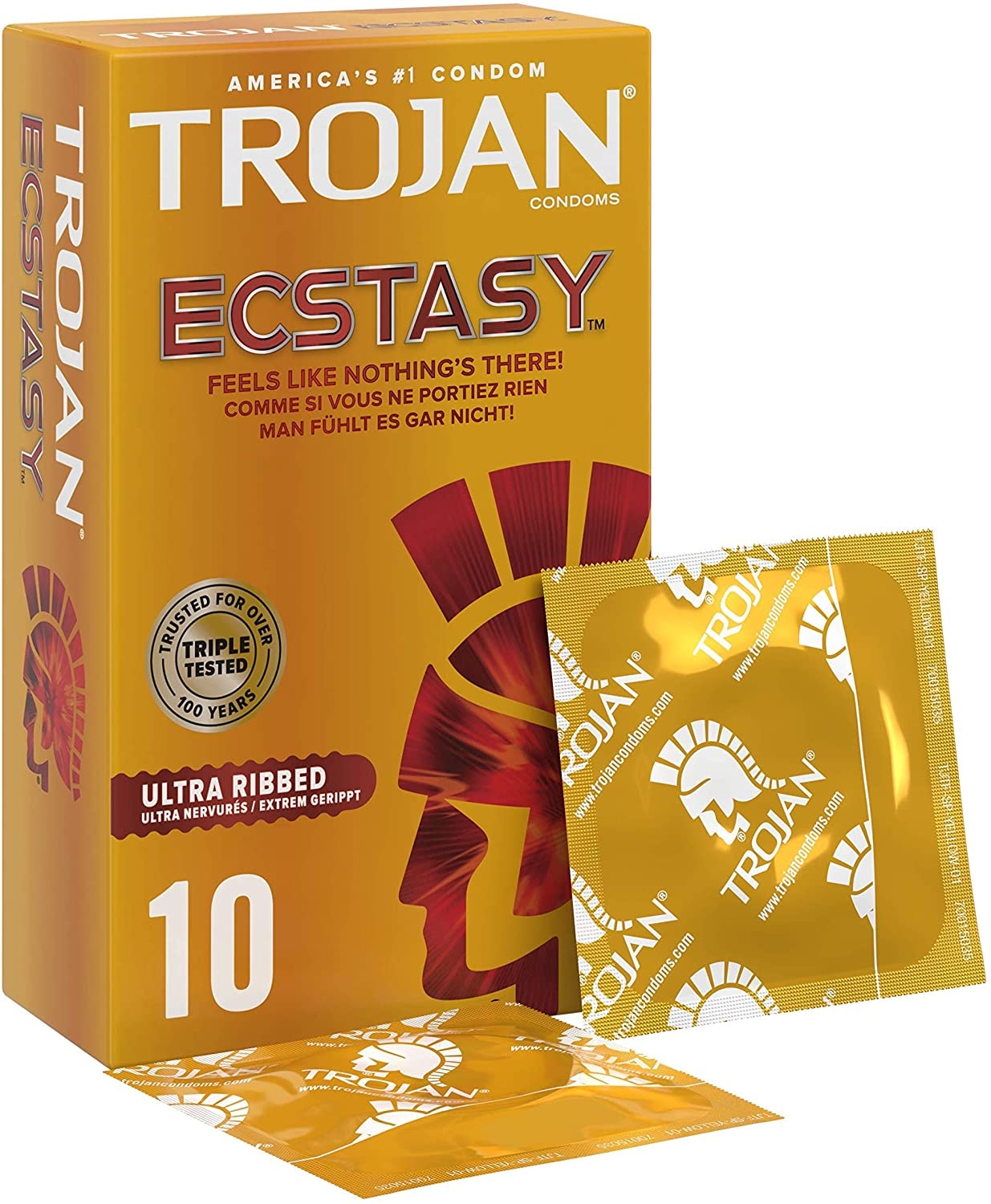 Trojan Ecstasy Ultra Ribbed 10 Condooms Met Ribbels Voor Extra Stimulatie