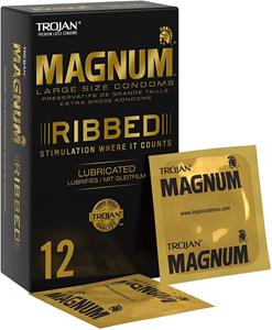 Trojan Magnum Ribbed - 12 Ruimere Condooms Met Ribbels