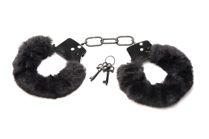 XR Brands  Cuffed In Fur Handboeien - Zwart