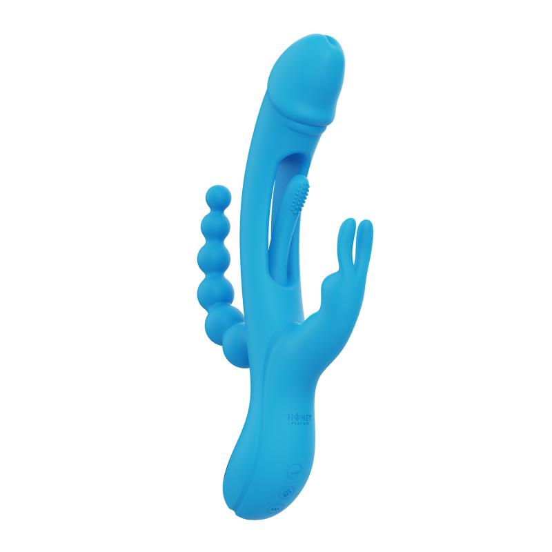HoneyPlayBox  Trilux Kinky Vinger Rabbit Vibrator - Blauw