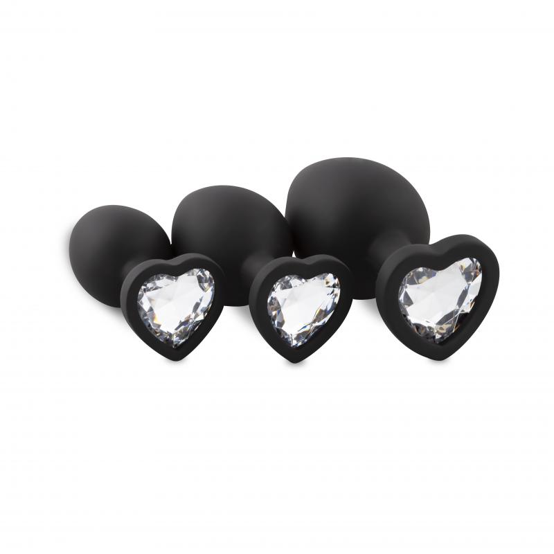 Anal Collection Siliconen Buttplug Set Met Diamantjes - Hart