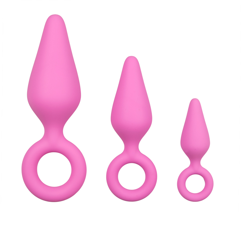 Anal Collection Roze buttplugs met trekring - setje