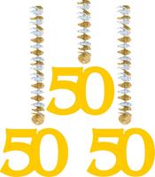 Decoratie hangende cijfers 50 goudkleurig