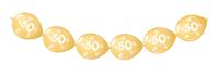 Folat 8 Kettenballons in Gold-Metallic mit 50 für Goldhochzeit, 3m