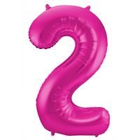 Roze Folieballon Cijfer 2 - cm