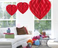 Honeycomb decoratie 30cm rood