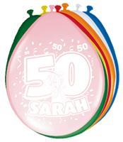 Ballonnen 50 jaar Sarah Rainbow 8 stuks