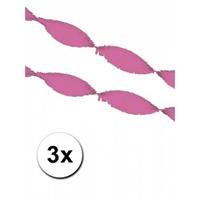 3 roze crepe papier slingers 5 meter