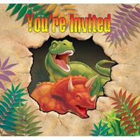 Fun & Feest Dinosaurus thema uitnodigingen 8 stuks