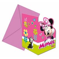 Disney Minnie Mouse verjaardag uitnodigingen 6 stuks
