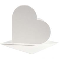 Fun & Feest Blanco witte kaarten in hartvorm 10x
