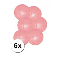 Fun & Feest 6 roze lampionnen van papier 25 cm