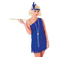Bellatio Jaren 20 glamour jurk blauw Blauw