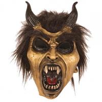 Bellatio Latex horror masker duivel goud
