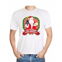 Shoppartners Foute Kerst t-shirt wit can I borrow some presents voor heren