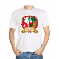 Shoppartners Foute Kerst t-shirt wit Santa is no vegan heren Multi